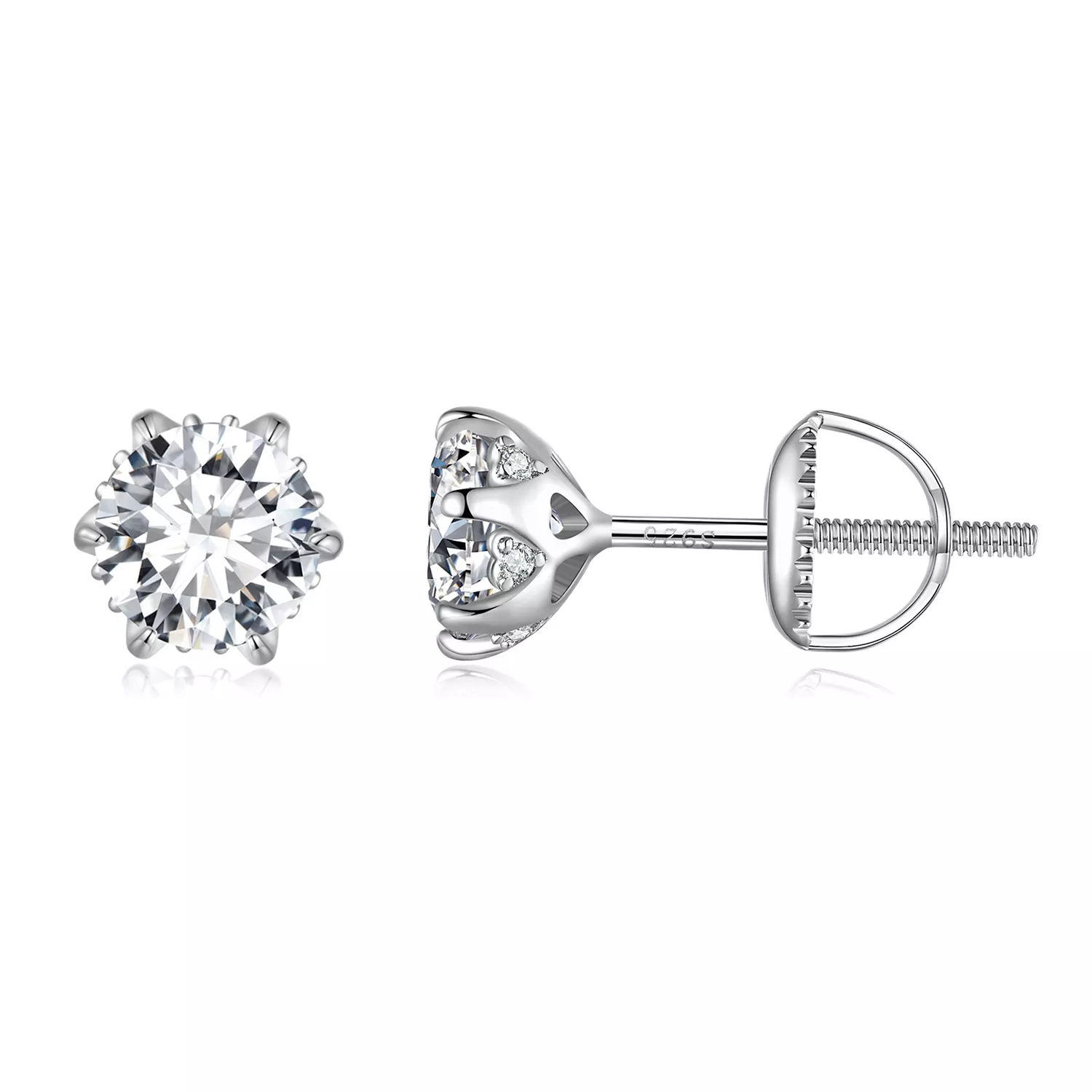 estilo pandora pendientes de tuerca de moissanita de 05 quilates mse020 s