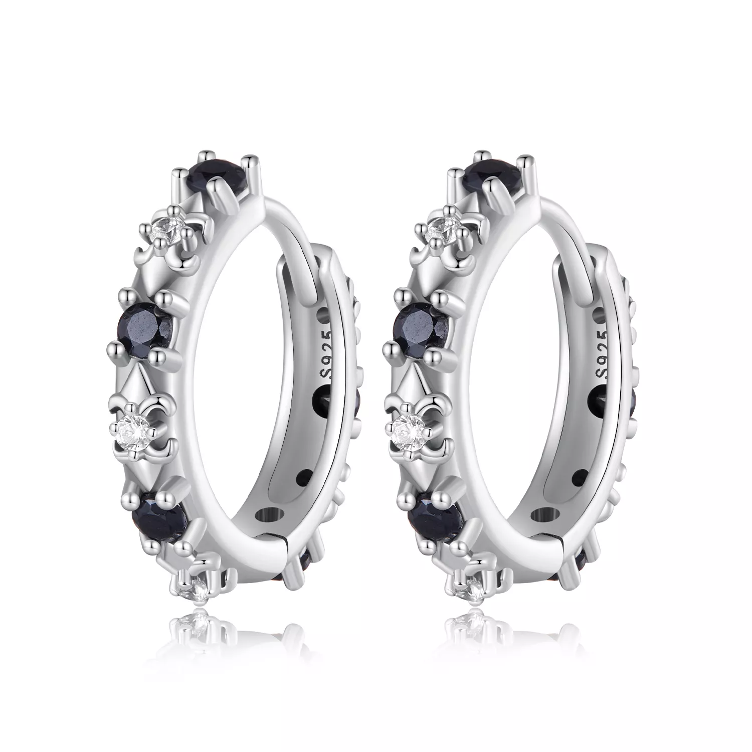 pendientes aros estilo pandora con diseño de iris sce1605 bk