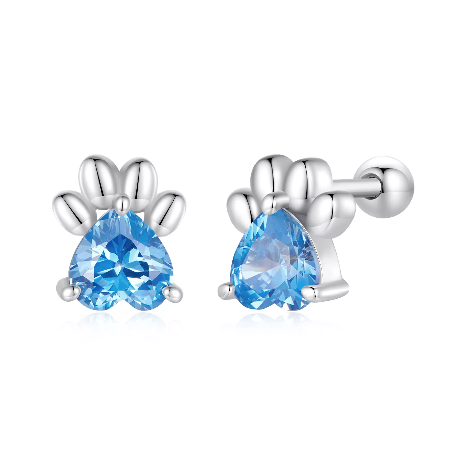 pendientes de botón con diseño estilo pandora en forma de huellas de perro azules sce1574 lb