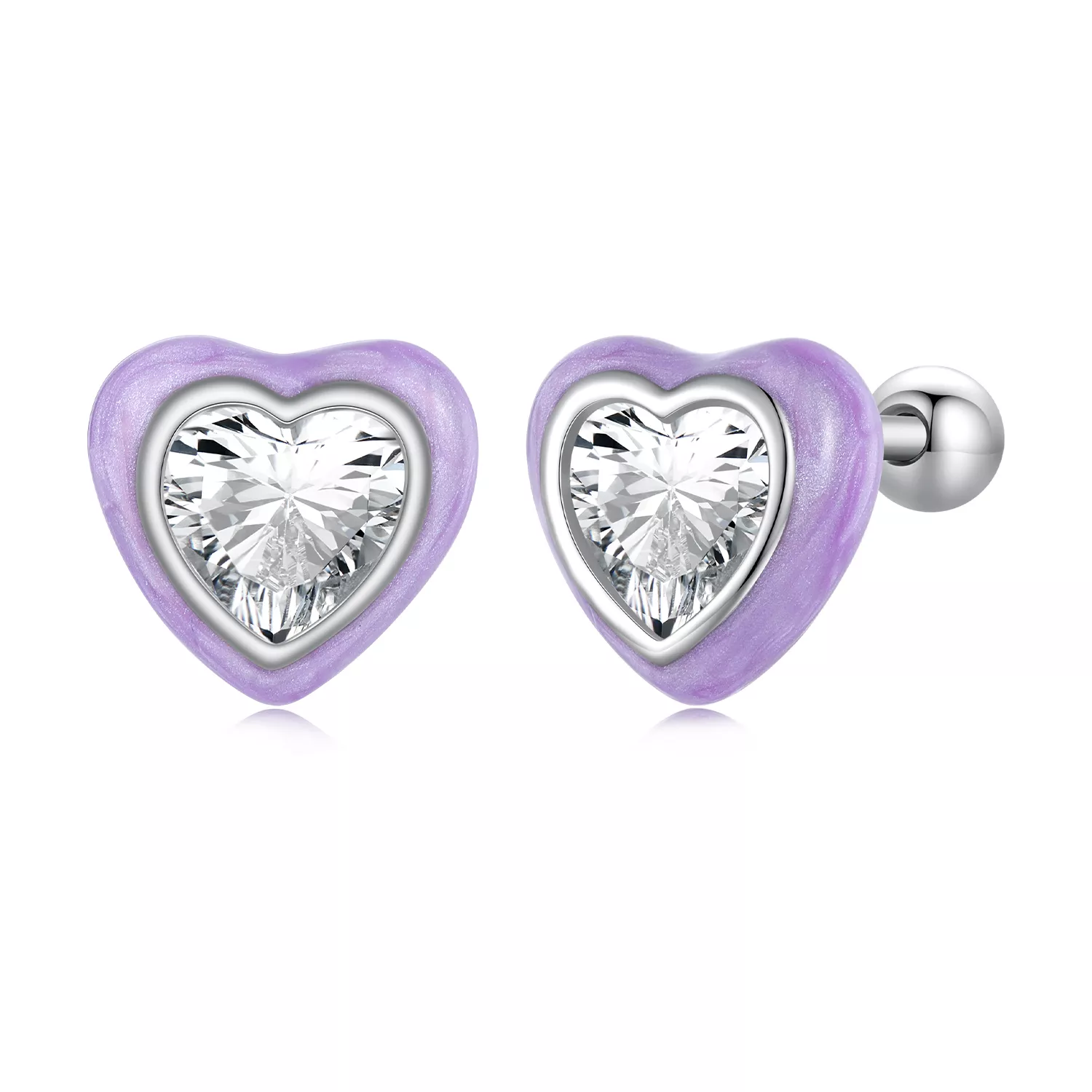 pendientes de botón en forma de corazón estilo pandora sce1595