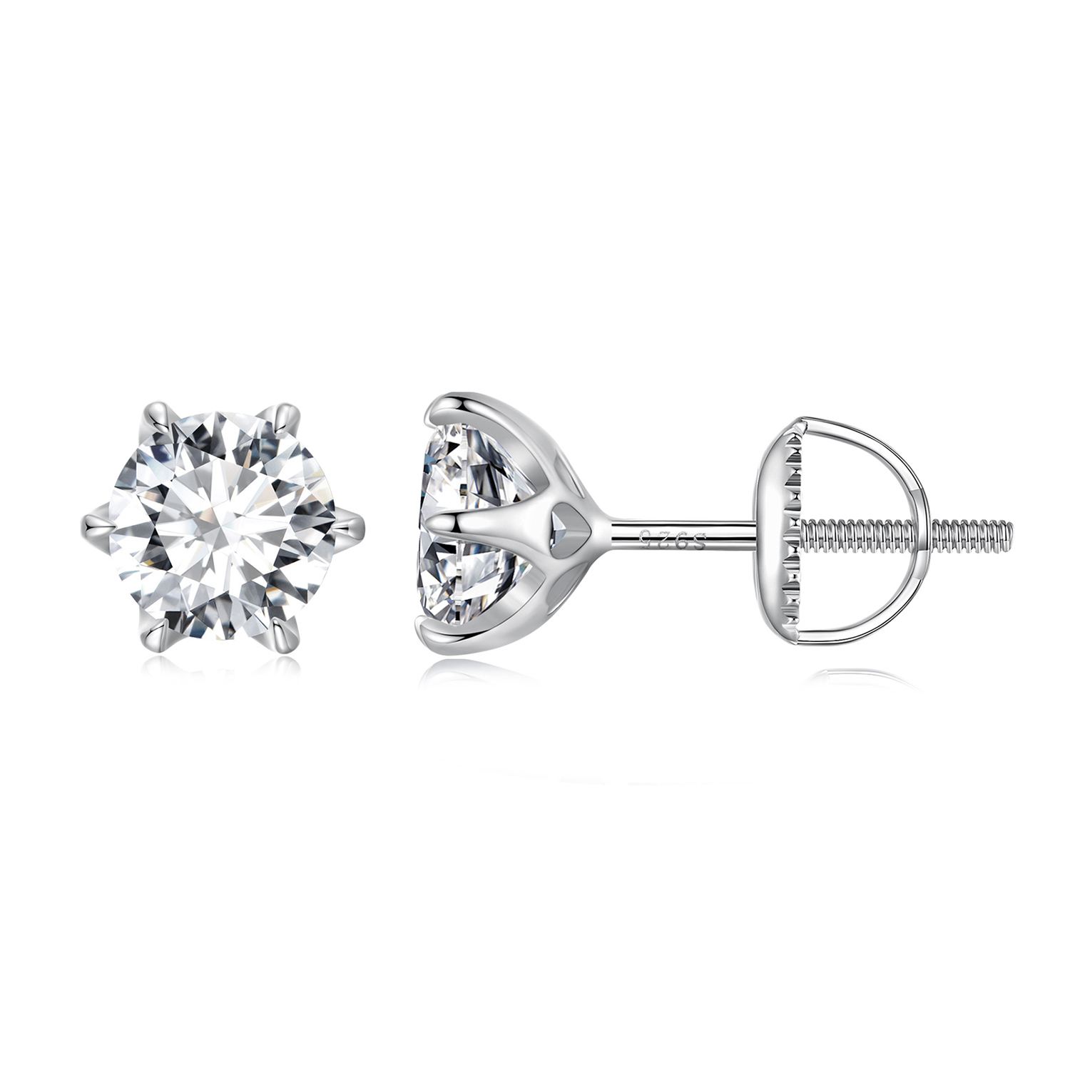 pendientes de botón estilo pandora con moissanita de 1 quilate mse021 s
