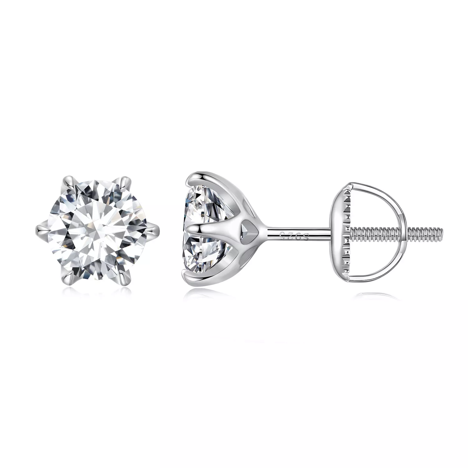 pendientes de botón estilo pandora con moissanita de 1 quilate mse021 s