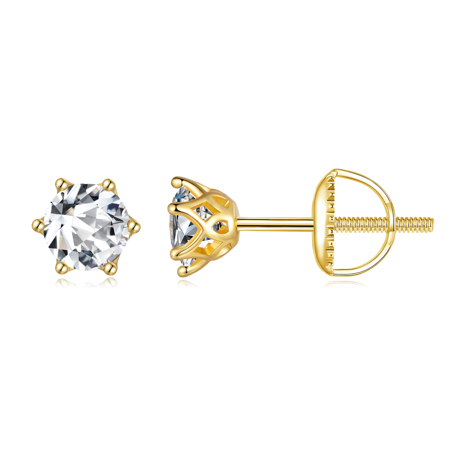 pendientes de moissanita de seis garras de 05 quilates chapados en oro estilo pandora mse004 bs