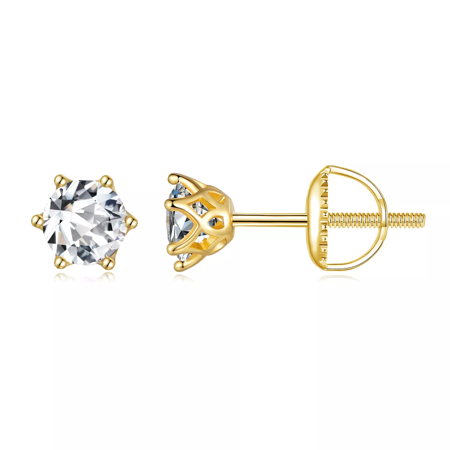 pendientes de moissanita de seis garras de 05 quilates chapados en oro estilo pandora mse004 bs