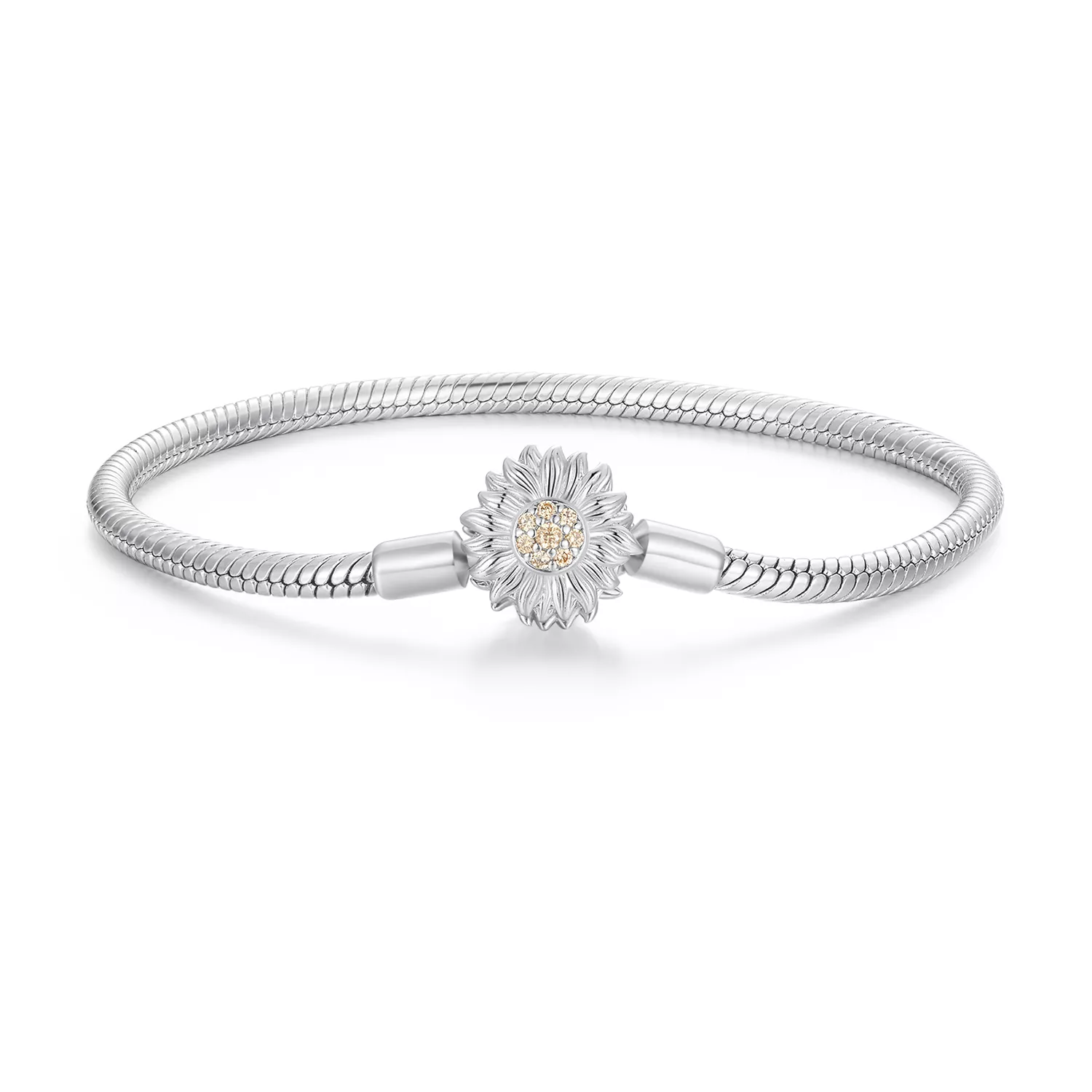 pulsera de cadena básica estilo pandora con girasoles bsb123