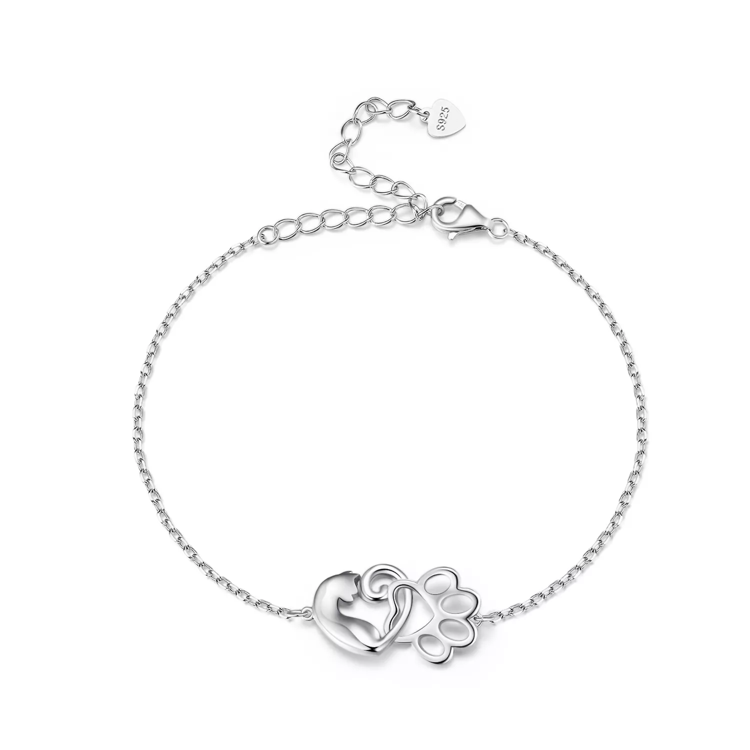 pulsera de estilo pandora con lindo gato scb253