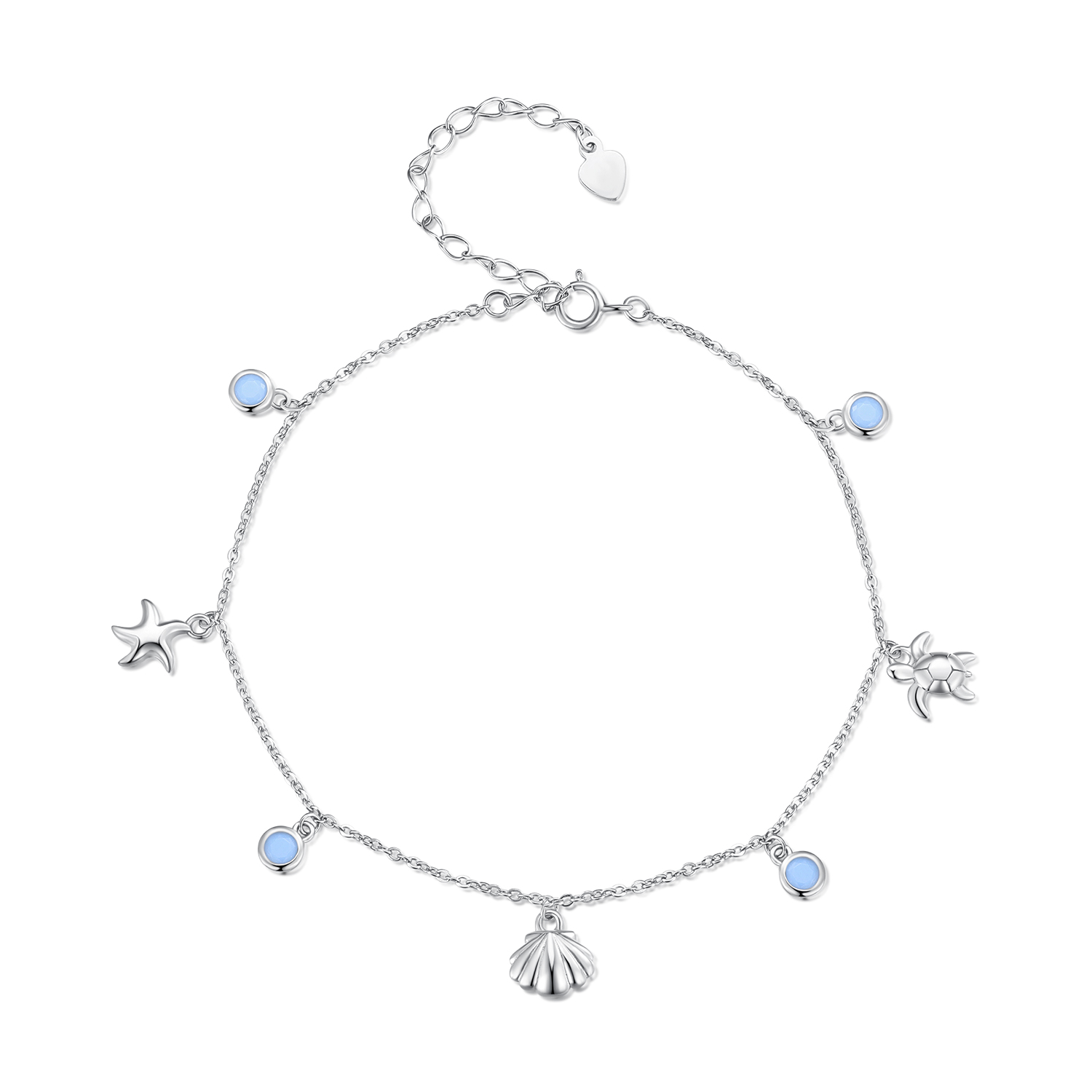 pulsera de tobillo estilo pandora con temática de verano y océano bst006