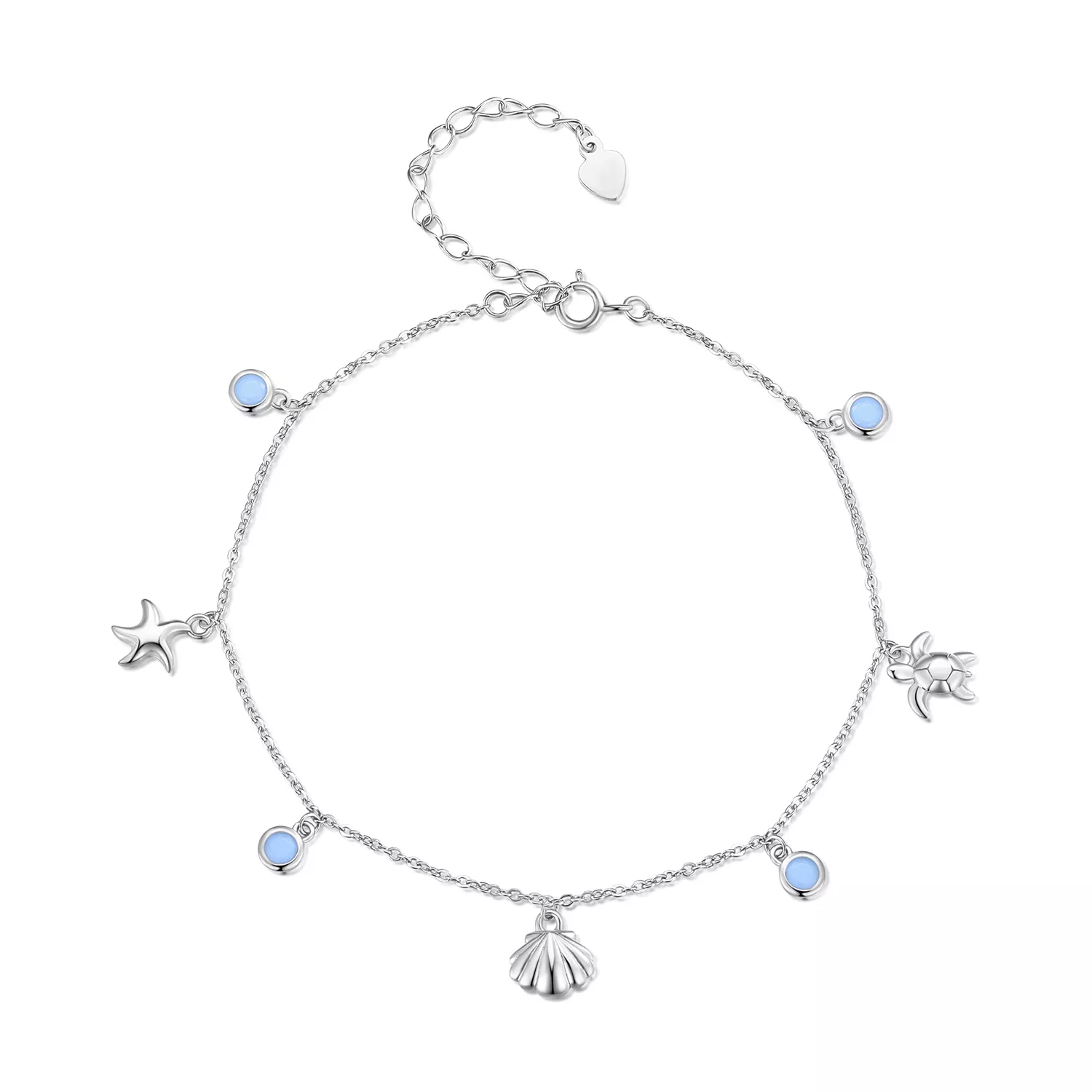 pulsera de tobillo estilo pandora con temática de verano y océano bst006
