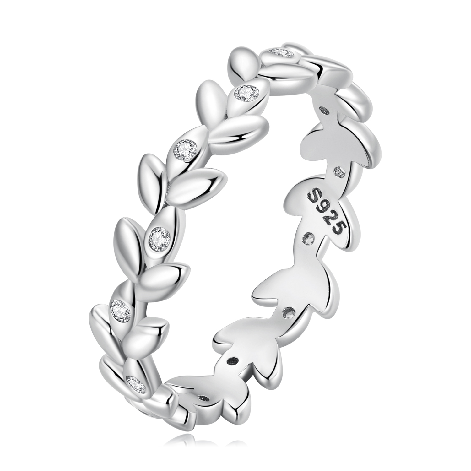 anillo con estilo pandora con forma de hoja bsr306