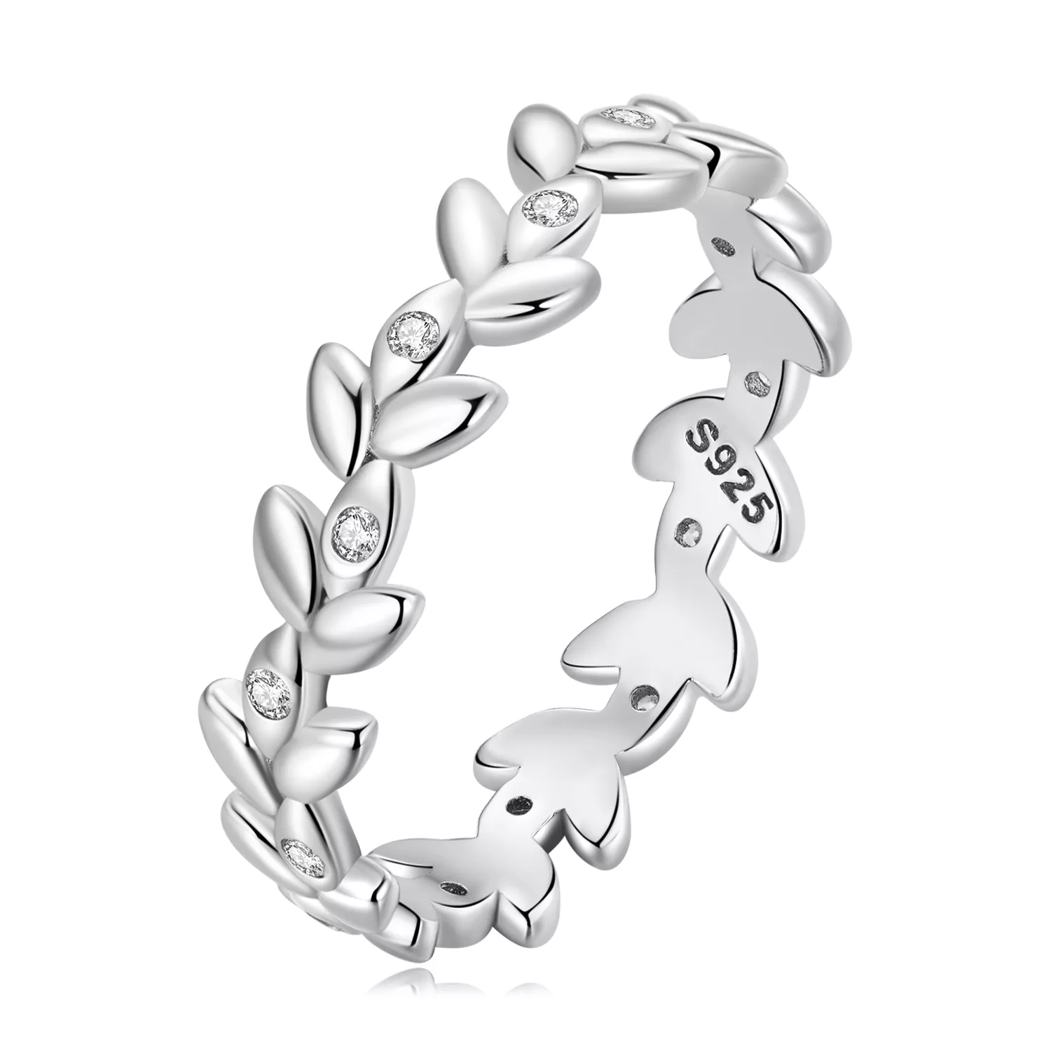 anillo con estilo pandora con forma de hoja bsr306
