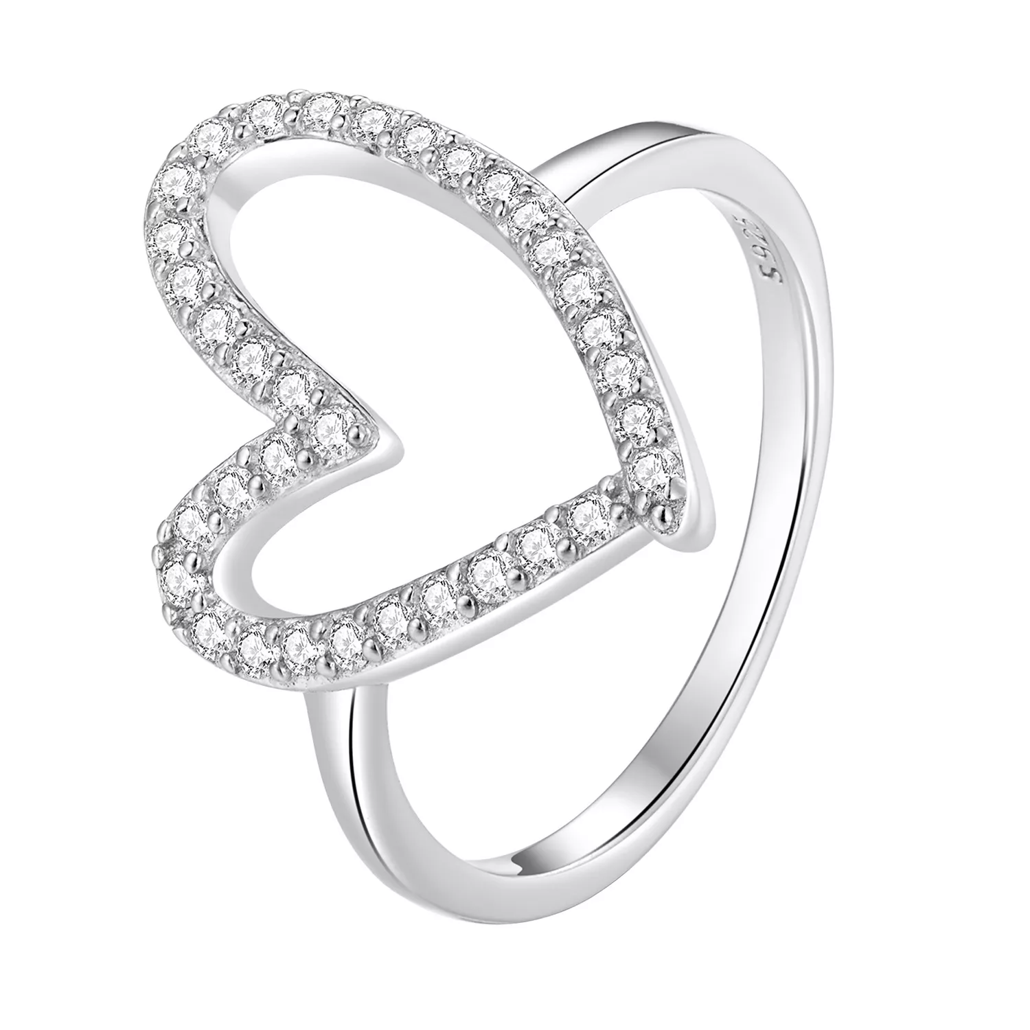 anillo de corazón estilo pandora hecho a mano bsr401