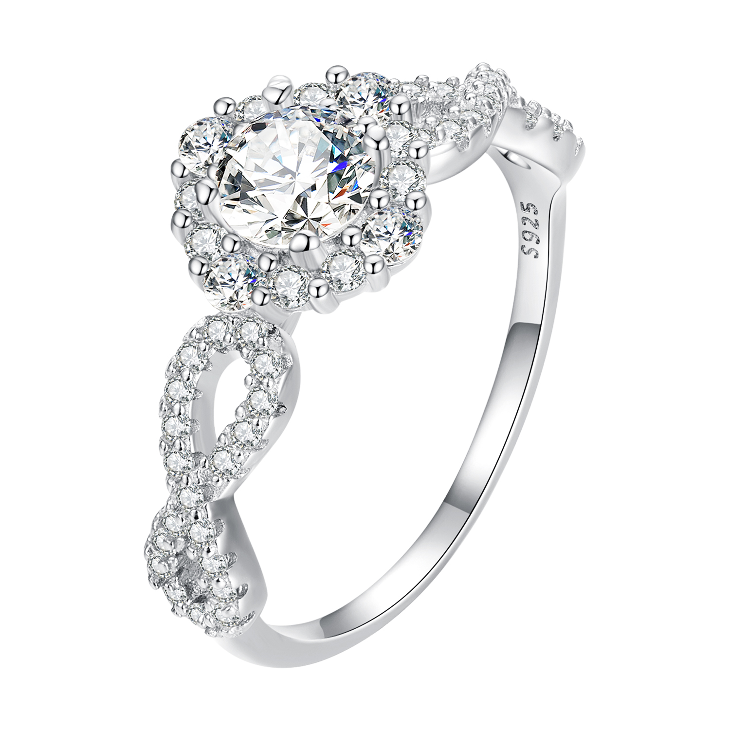 anillo de estilo pandora clásico elegancia cz transparente bsr352