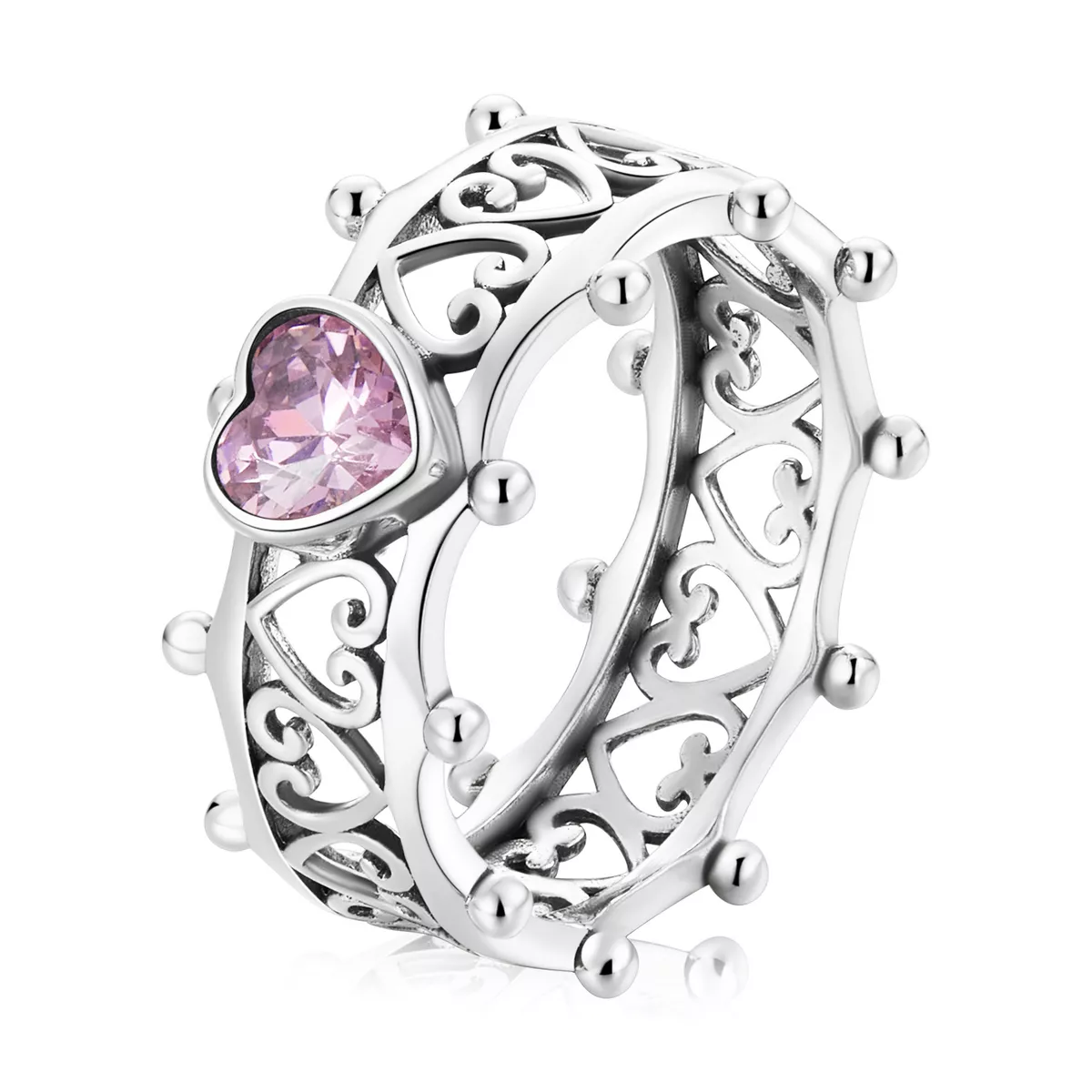 anillo de estilo pandora con corazón brillante scr788