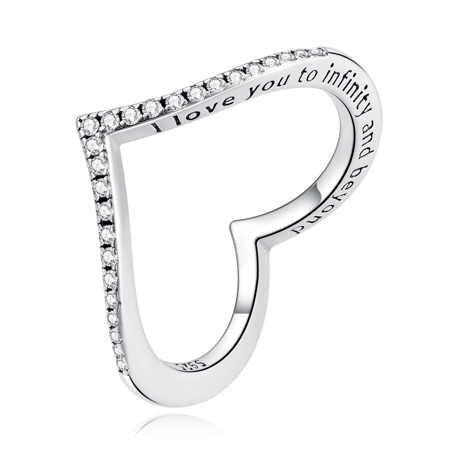 anillo de estilo pandora con corazón y deseo de trébol scr856