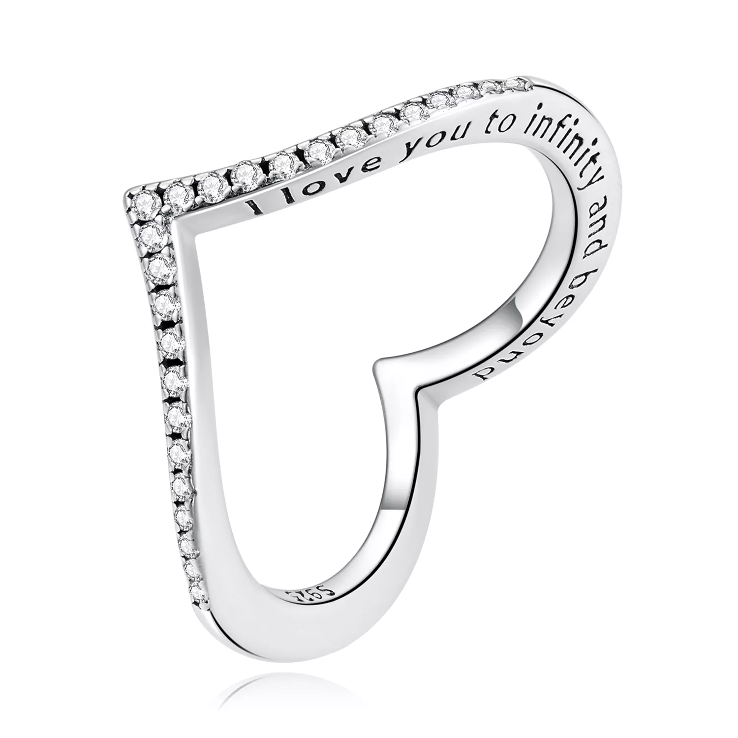 anillo de estilo pandora con corazón y deseo de trébol scr856