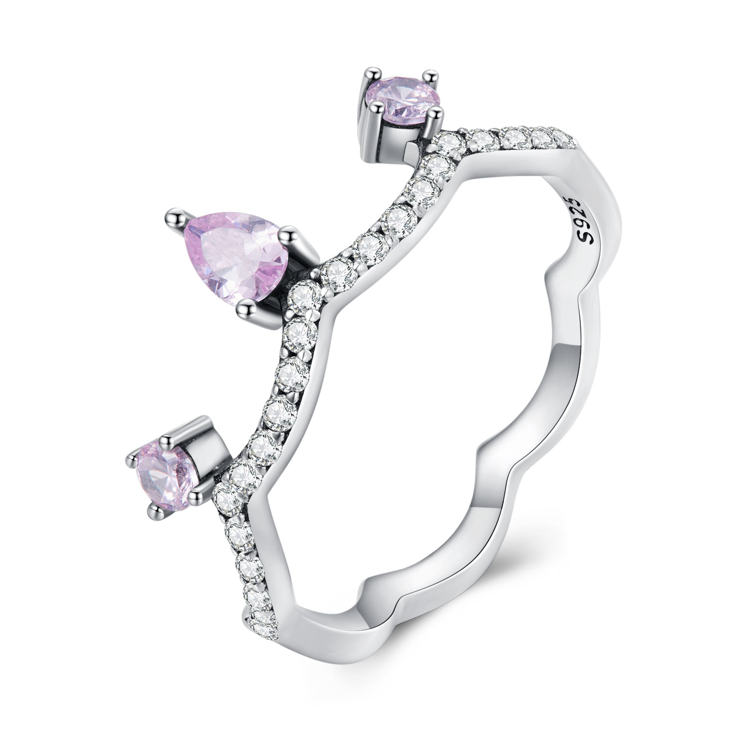 anillo de estilo pandora con corona de plata scr888
