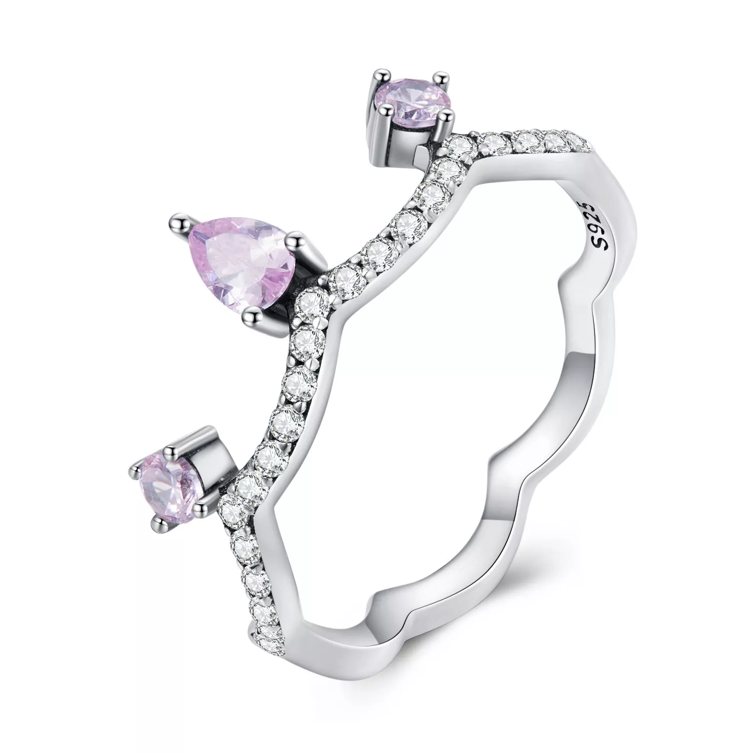 anillo de estilo pandora con corona de plata scr888