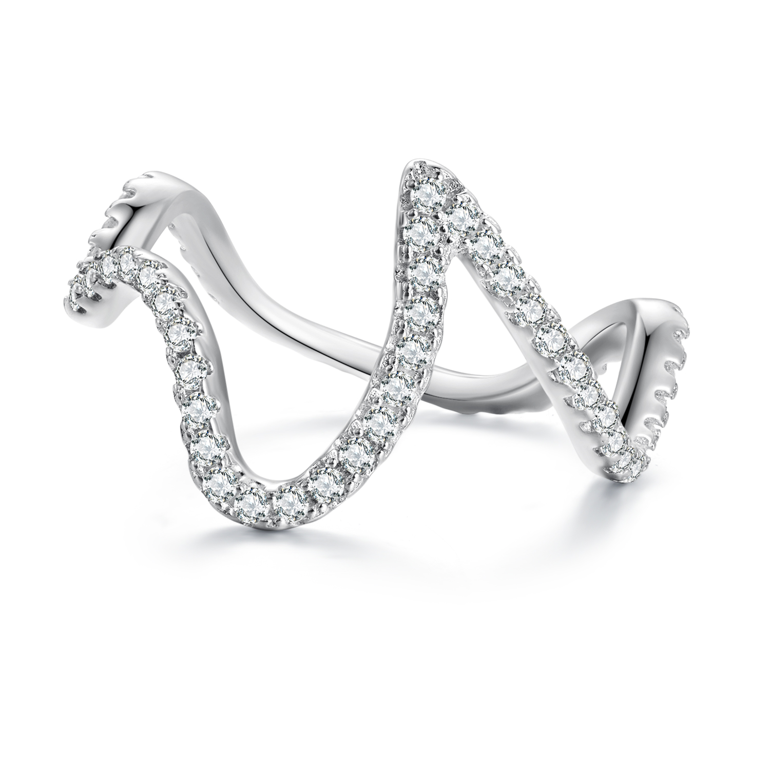 anillo de estilo pandora con diseño en zigzag bsr314