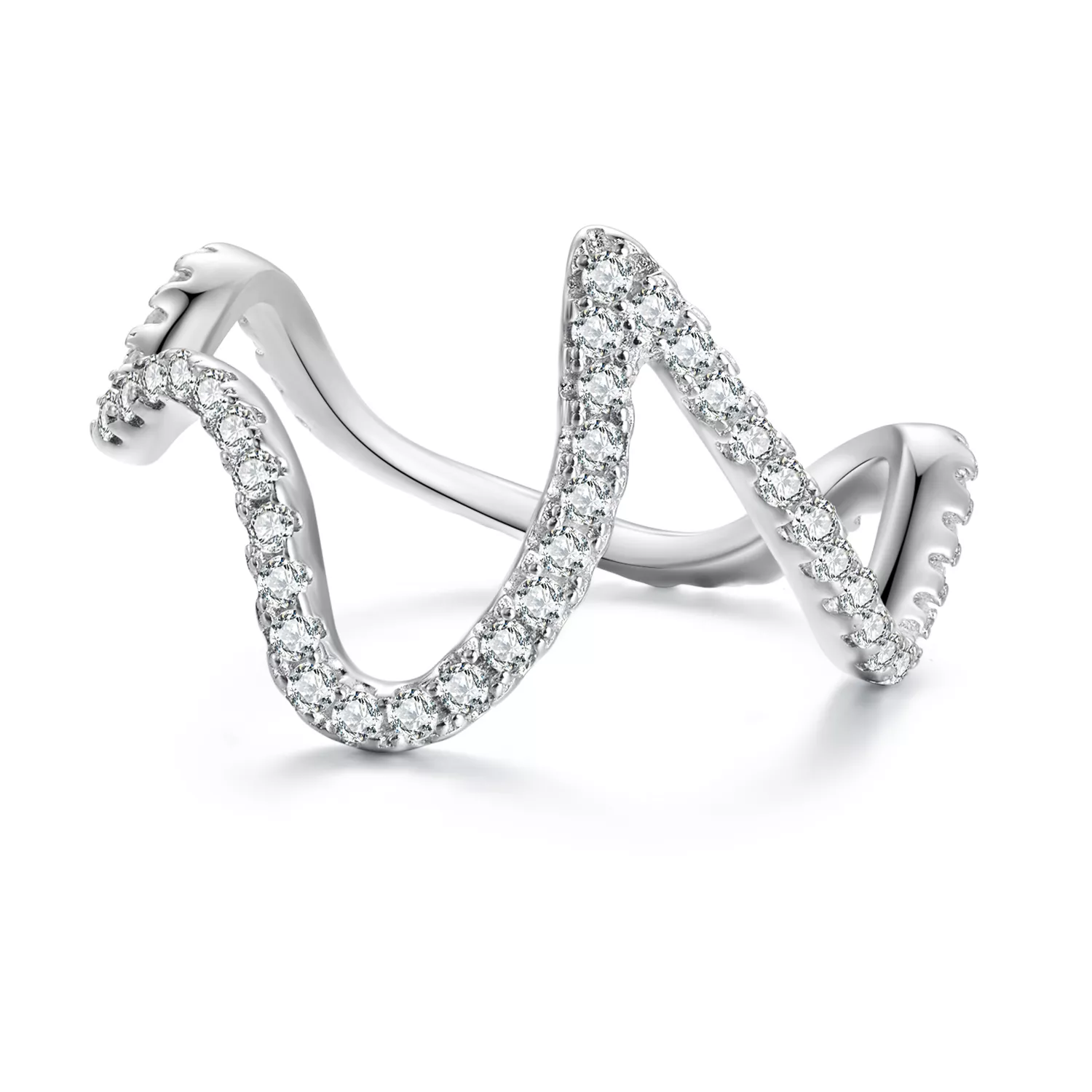 anillo de estilo pandora con diseño en zigzag bsr314