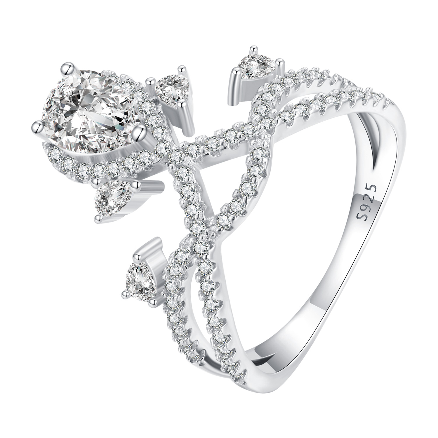 anillo de estilo pandora con forma de tiara bsr368