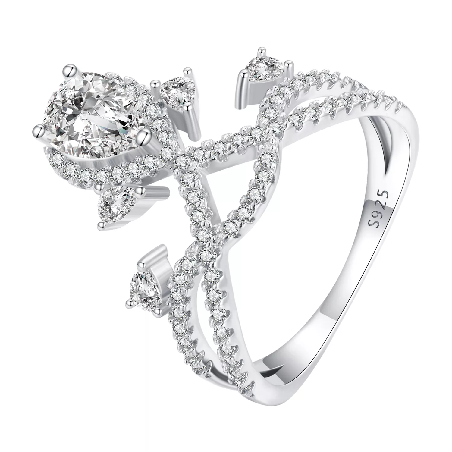 anillo de estilo pandora con forma de tiara bsr368