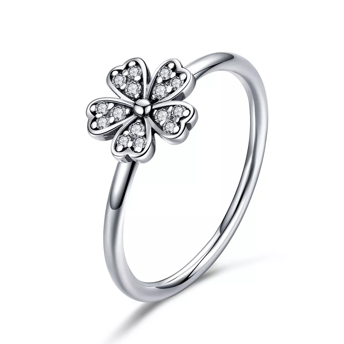 anillo de estilo pandora con margarita plateada scr398