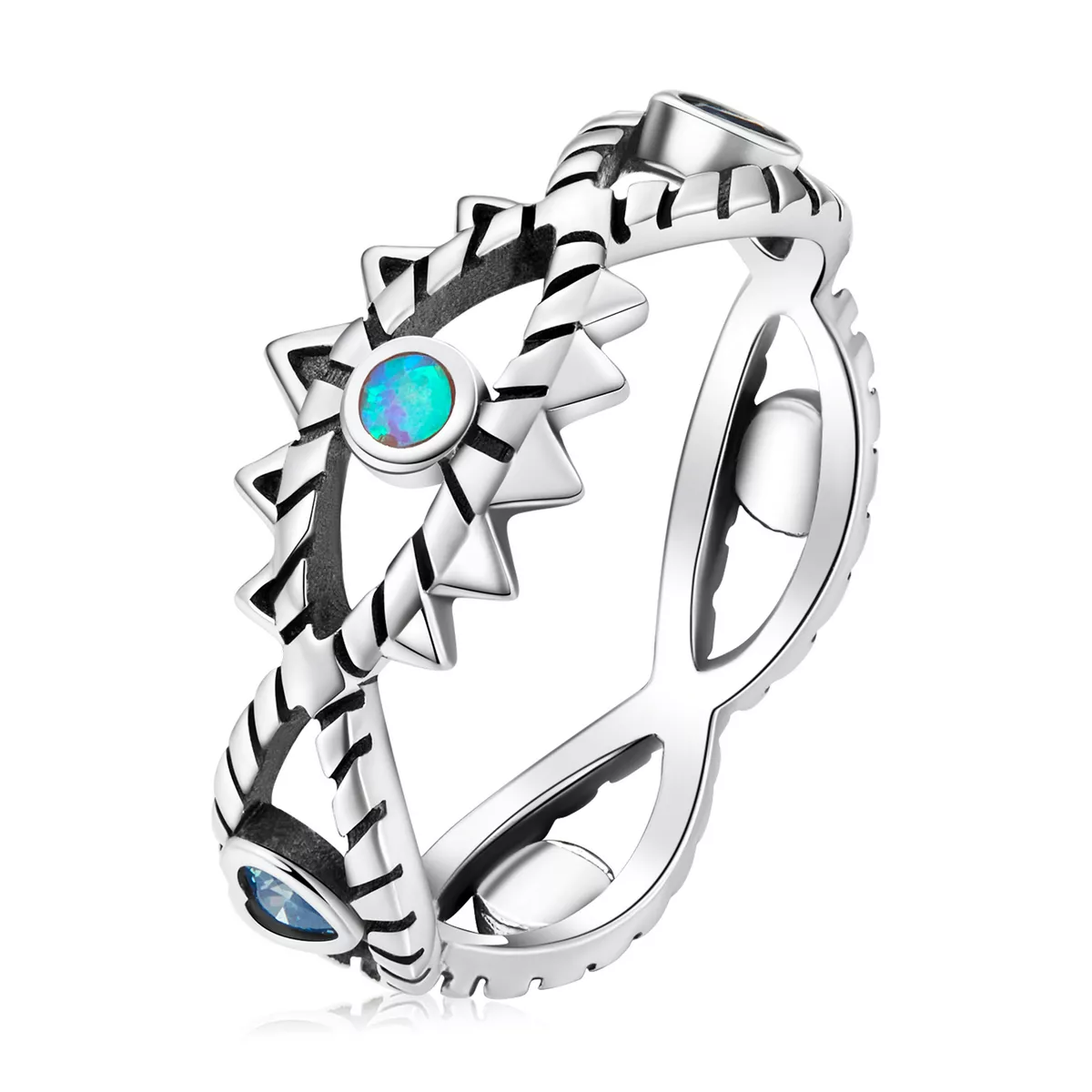anillo de estilo pandora con zafiro scr800