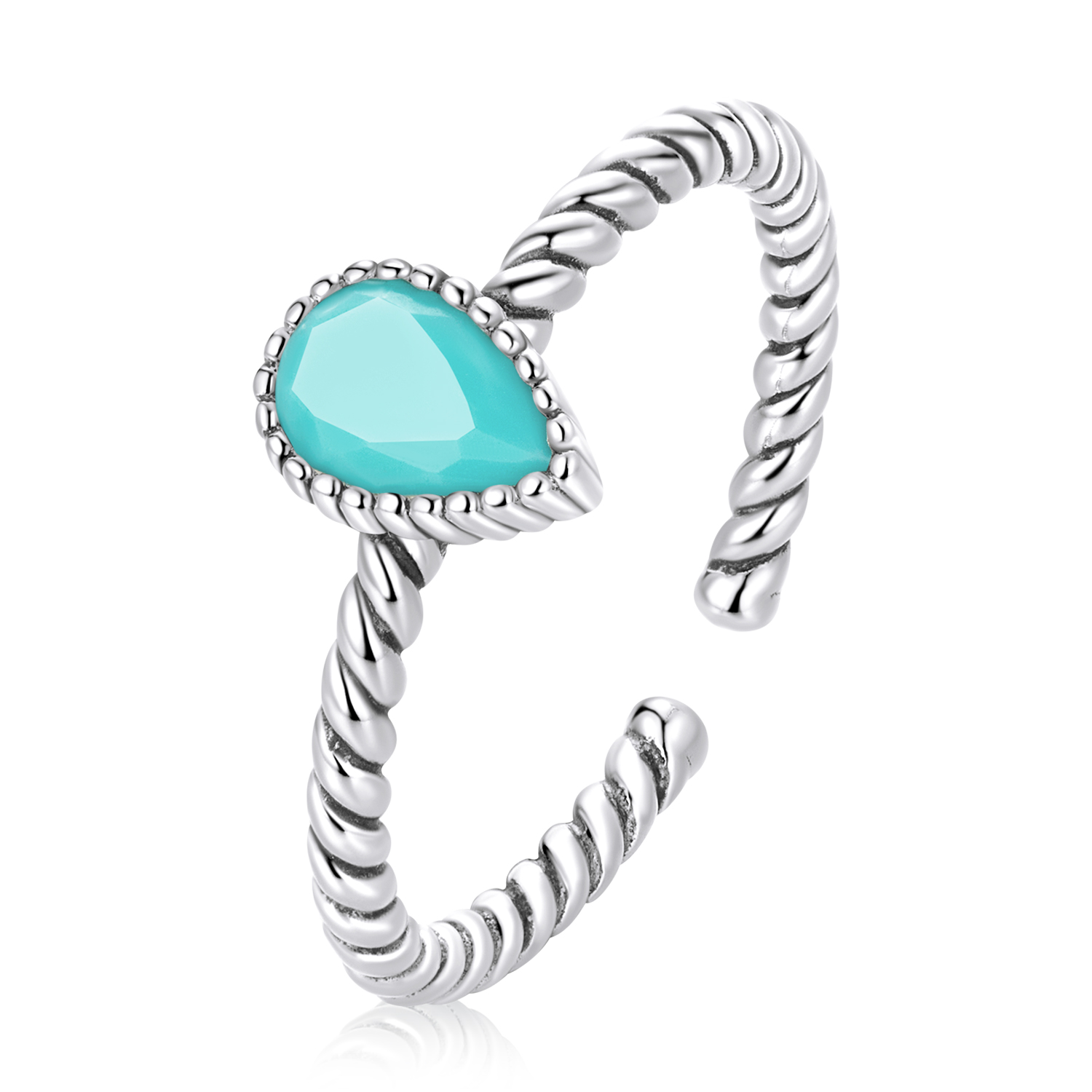 anillo en forma de lágrima estilo pandora bsr247
