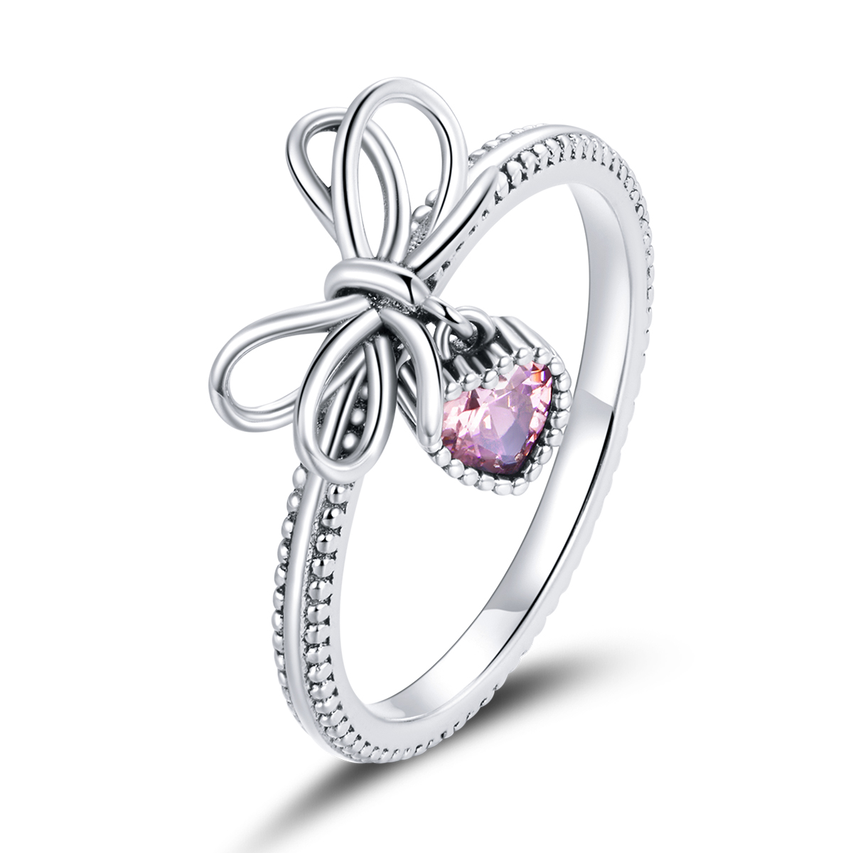 anillo estilo pandora con lazo de plata scr682