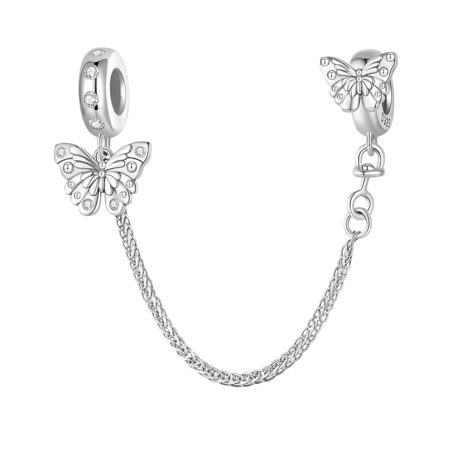 cadena de seguridad con estilo pandora en forma de mariposa bsc801