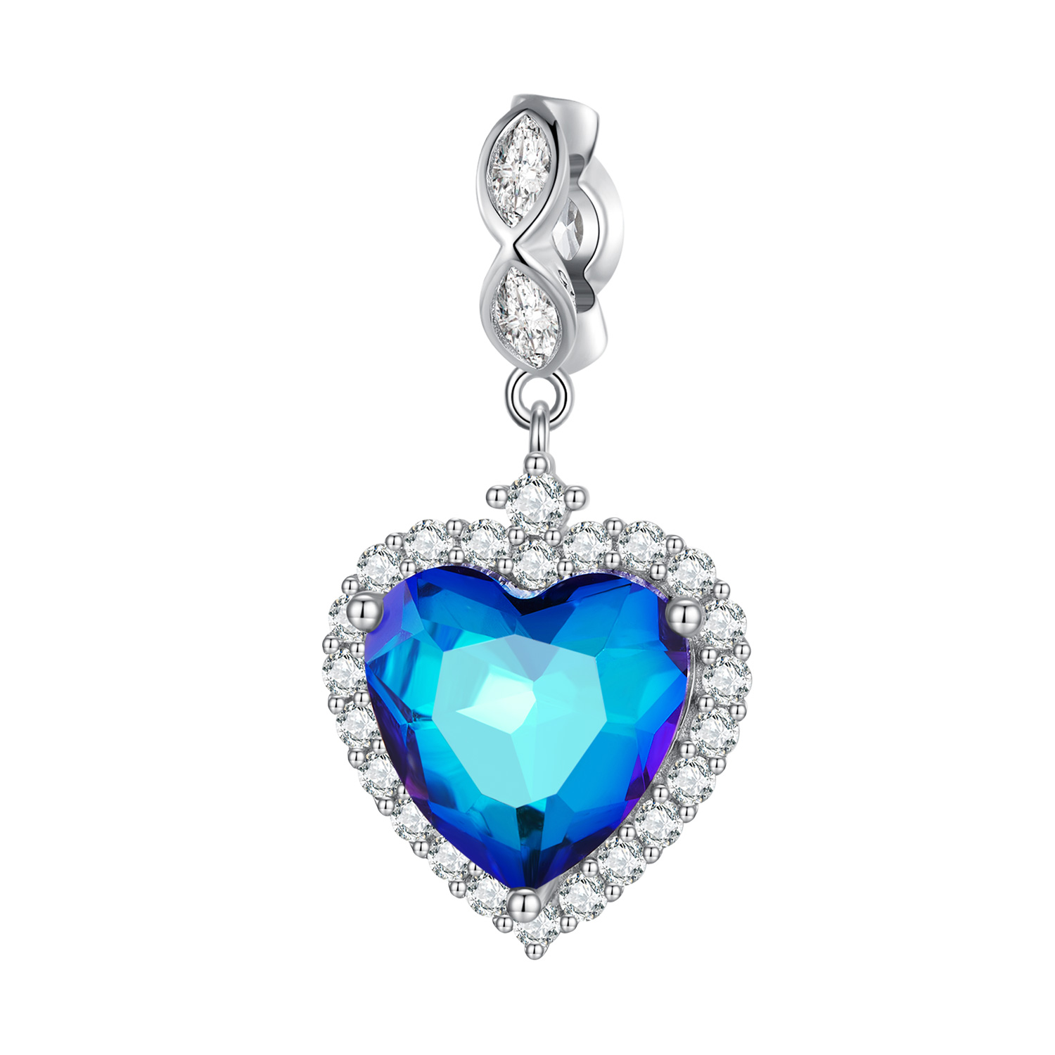 charm en estilo pandora con corazón azul bsc775