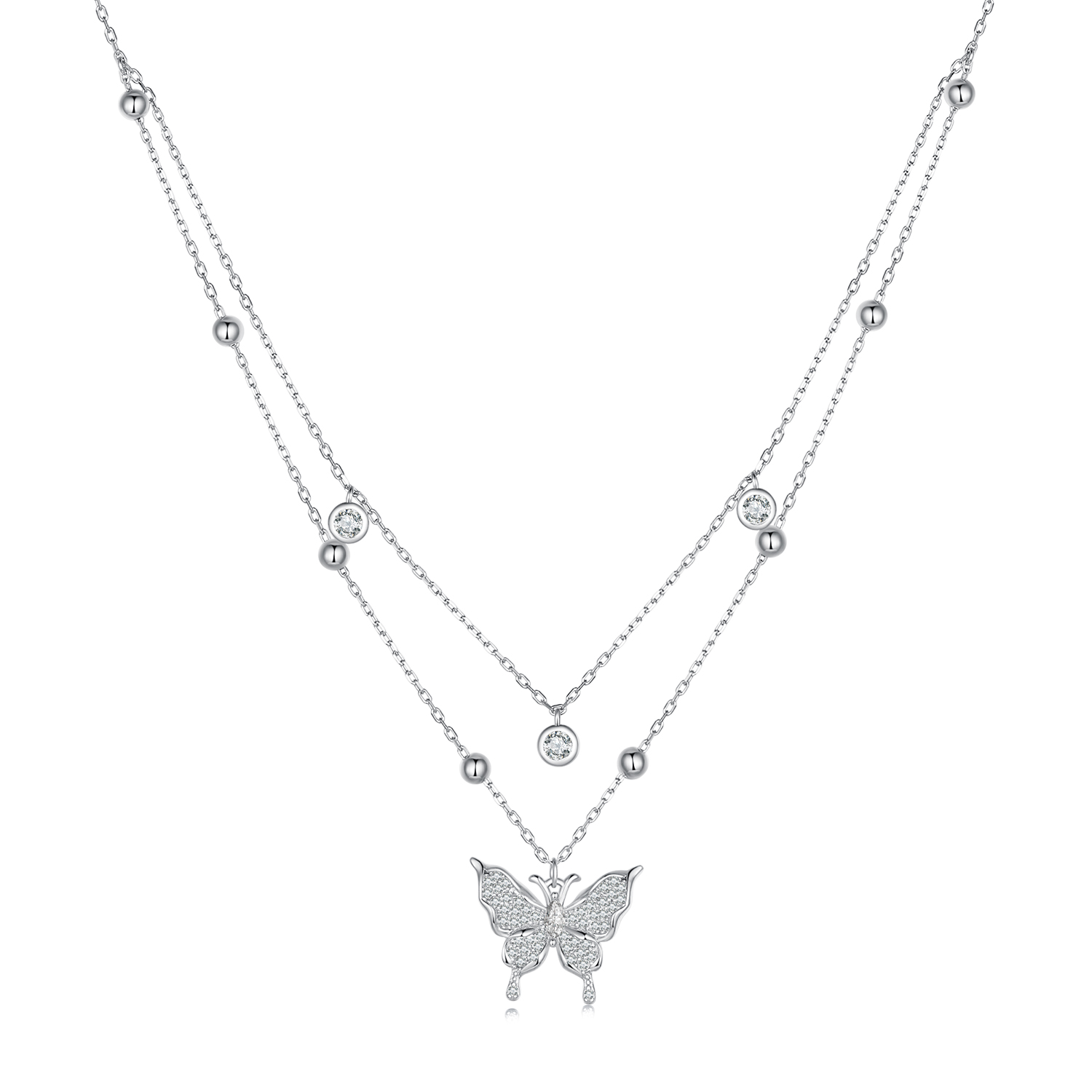 collar de doble cadena con estilo pandora bsn308