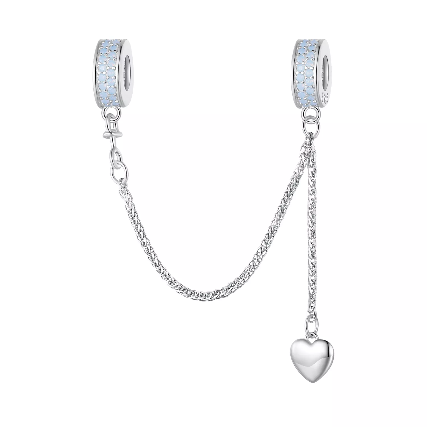 pulsera de seguridad con cadena de corazón plateado estilo pandora bsc795