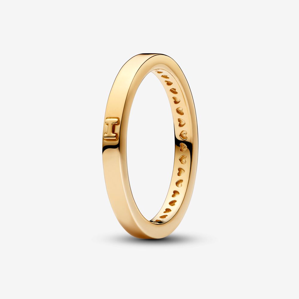 anillo de mensaje de amor pandora bañado en oro de 14k 162613c00