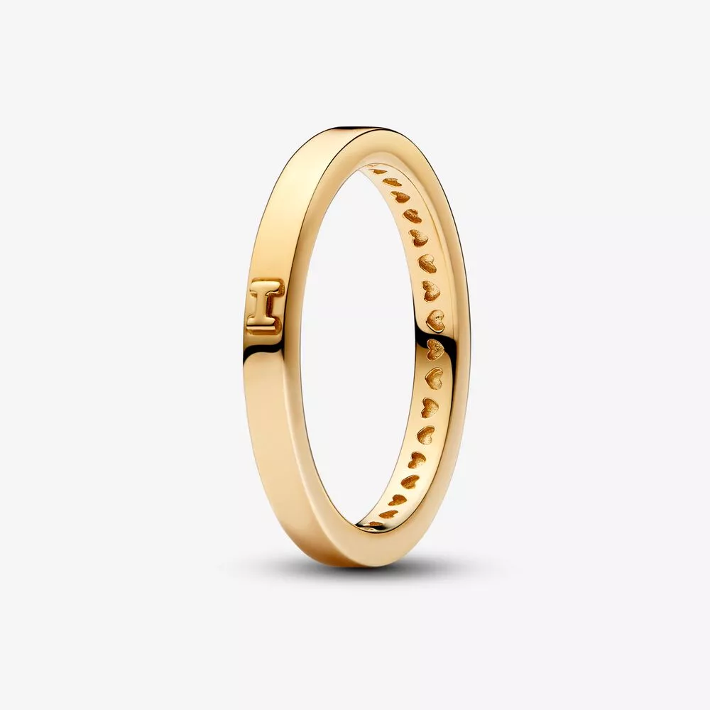 anillo de mensaje de amor pandora bañado en oro de 14k 162613c00