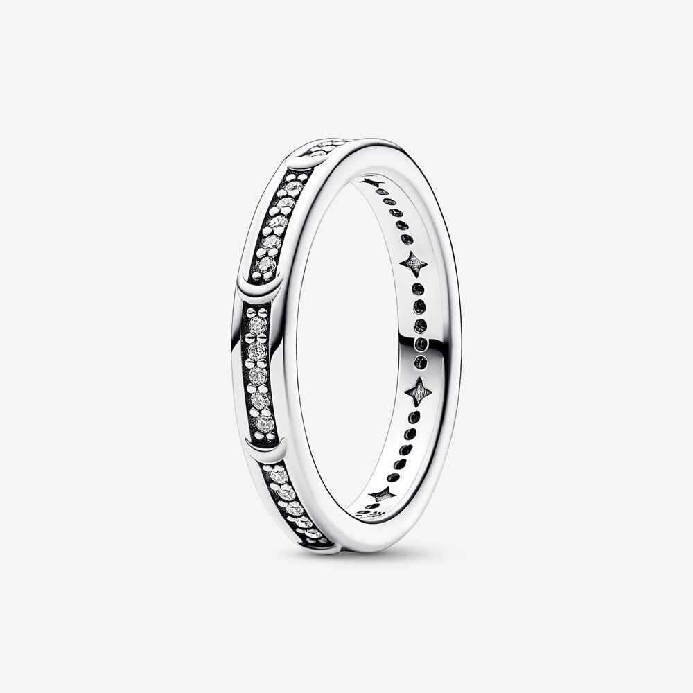 anillo de plata esterlina de pandora moon con circonia cúbica transparente 192783c01
