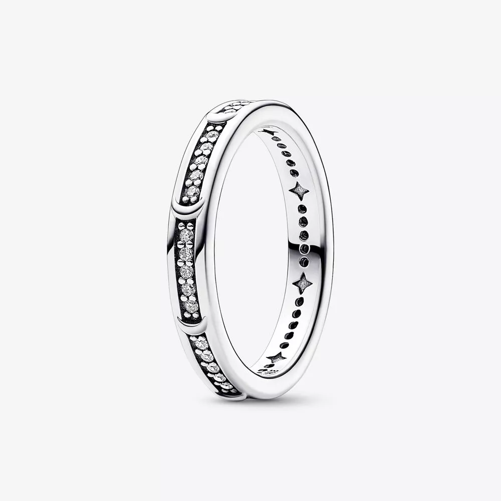 anillo de plata esterlina de pandora moon con circonia cúbica transparente 192783c01