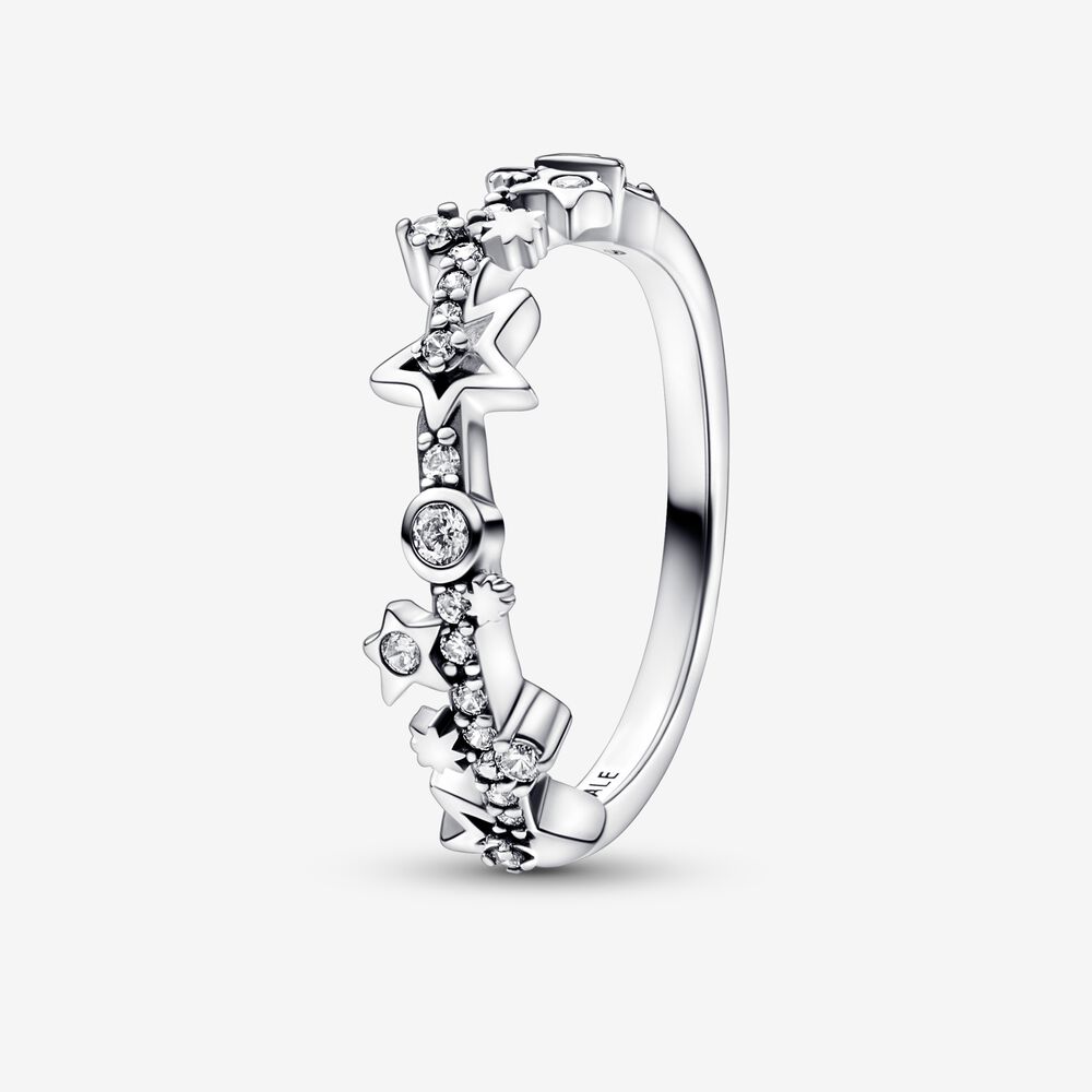 anillo de plata esterlina pandora vía láctea con circonia cúbica transparente 192586c01