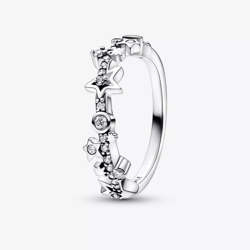 anillo de plata esterlina pandora vía láctea con circonia cúbica transparente 192586c01