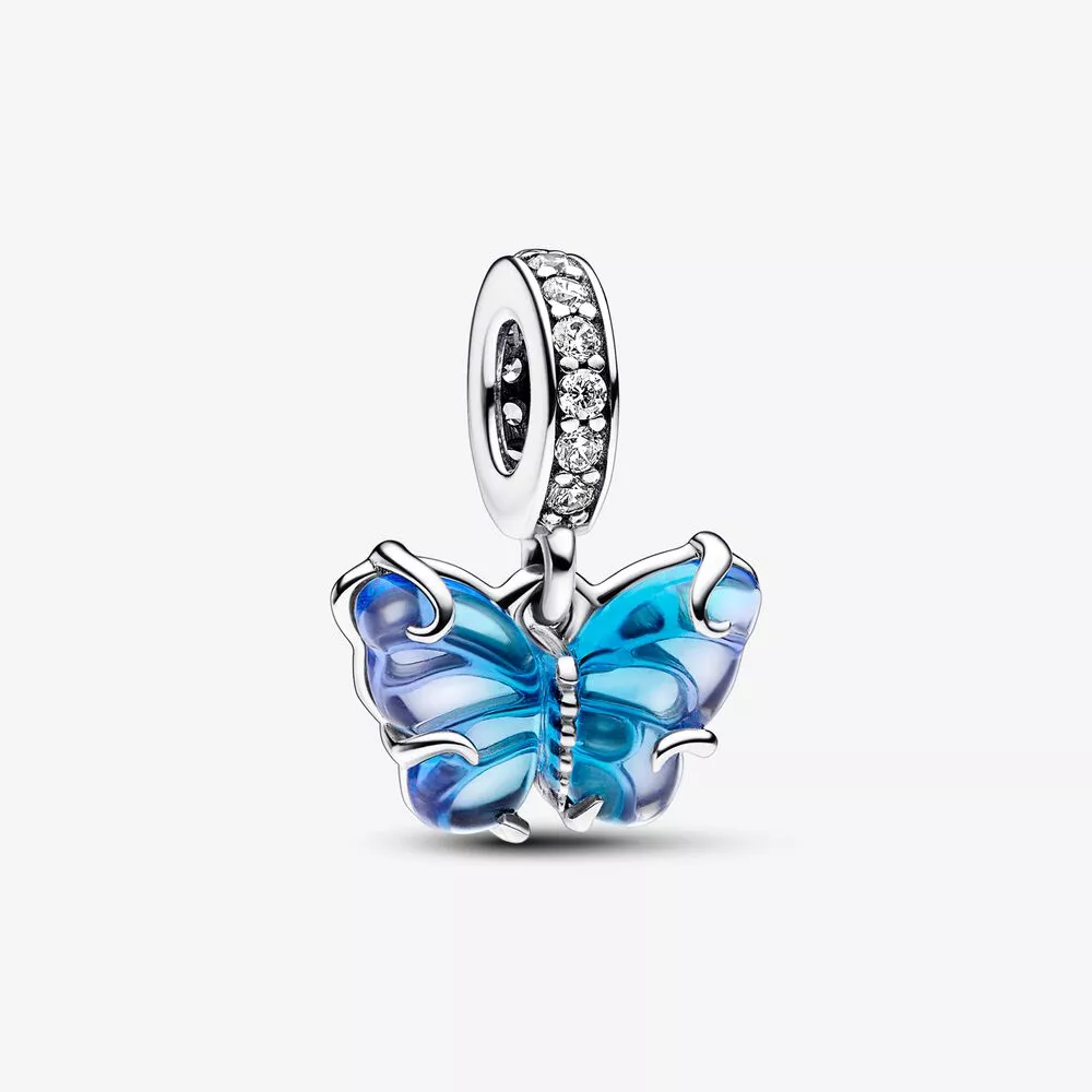 charm colgante de mariposa de vidrio murano azul pandora 792698c01