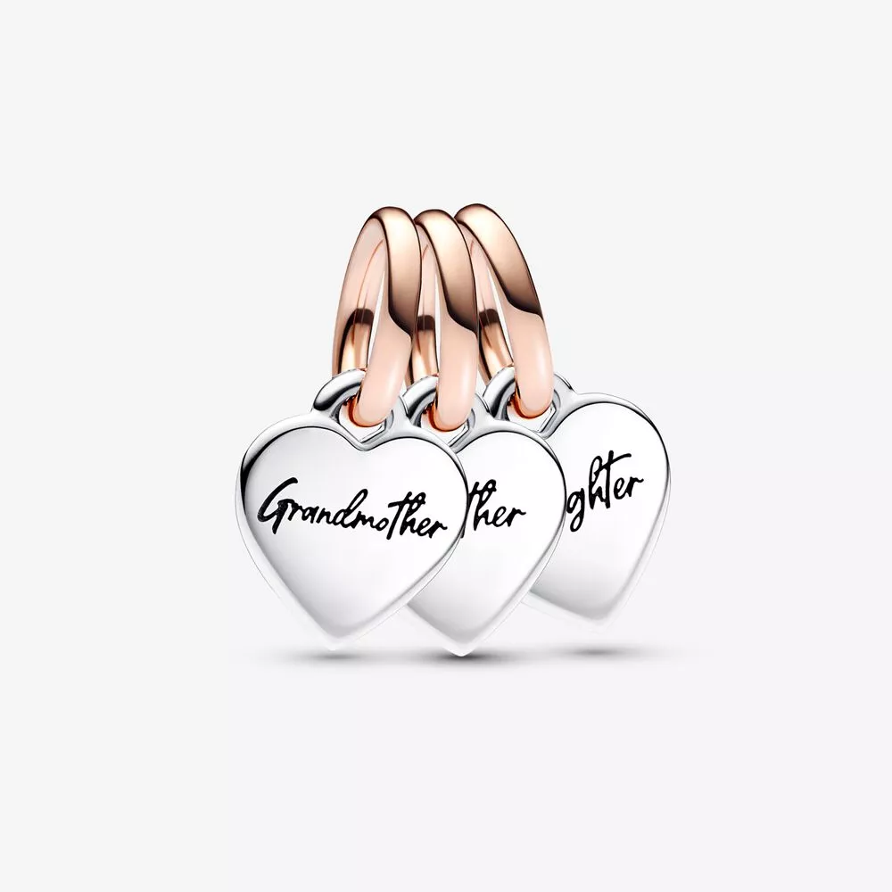 charm colgante triple de generación de corazones de la familia divisible en dos tonos pandora 782648c00
