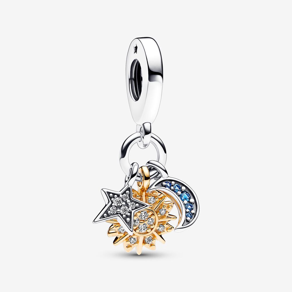 pandora charm colgante triple celestial en dos tonos 762676c01