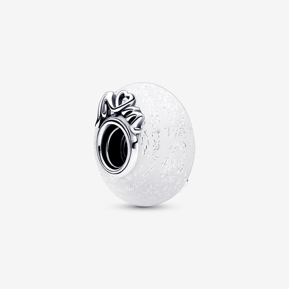 pandora encanto de mamá y amor de vidrio murano blanco brillante 792655c00