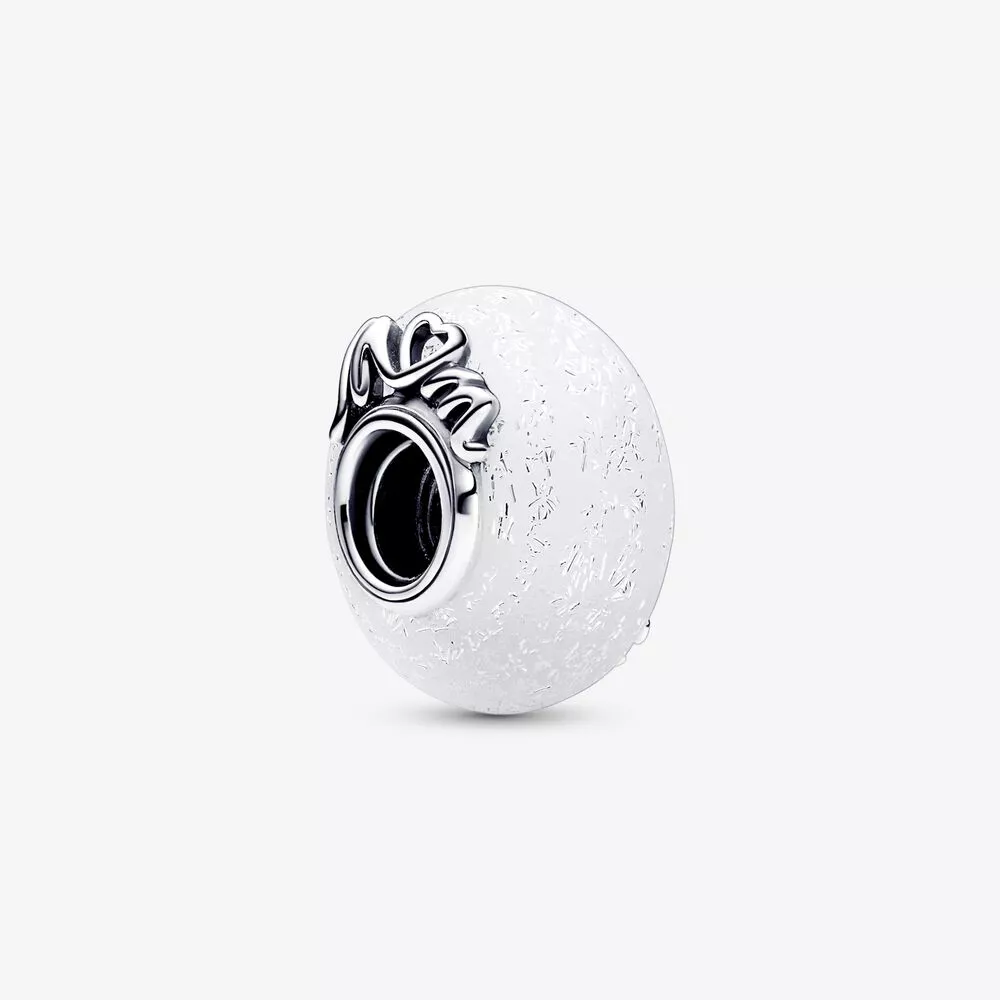 pandora encanto de mamá y amor de vidrio murano blanco brillante 792655c00