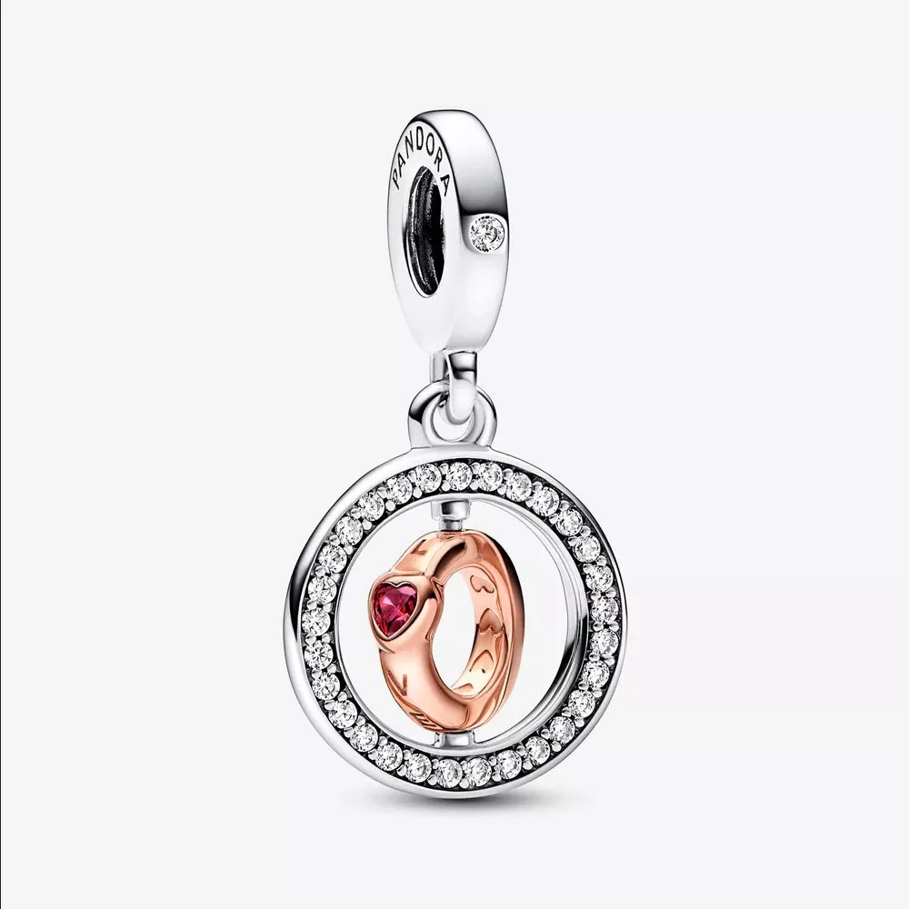 pandora love giratorio en plata de ley y con baño de oro rosa de 14 quilates 782600c01