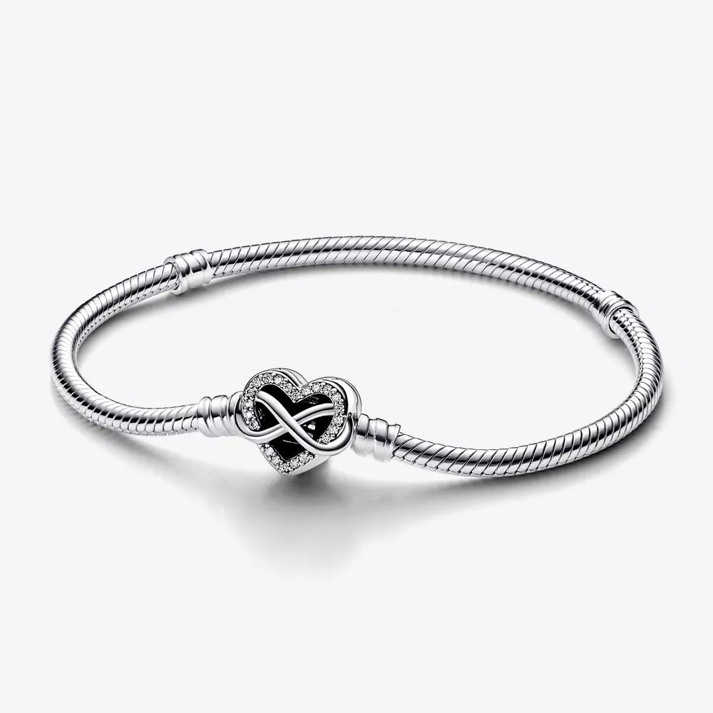pandora moments pulsera de cadena de serpiente con cierre de corazón infinito brillante 592645c01