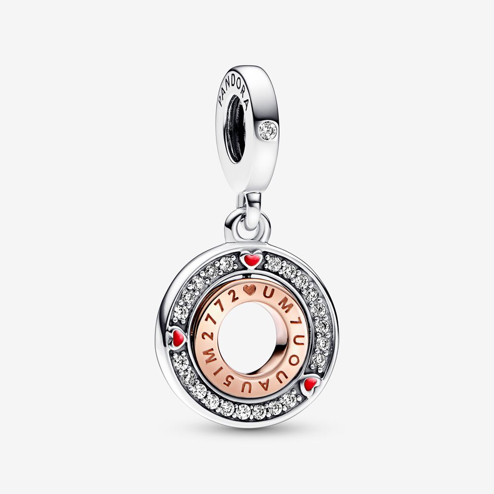 pandora msg colgante giratorio de plata de ley y chapado en oro rosa de 14k 782640c01
