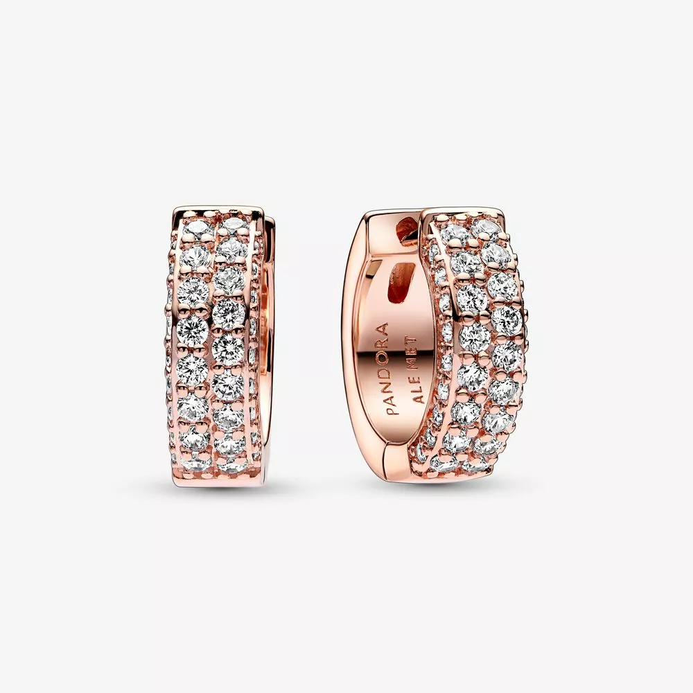 pandora pendientes de aro doble con pavé timeless 282622c01