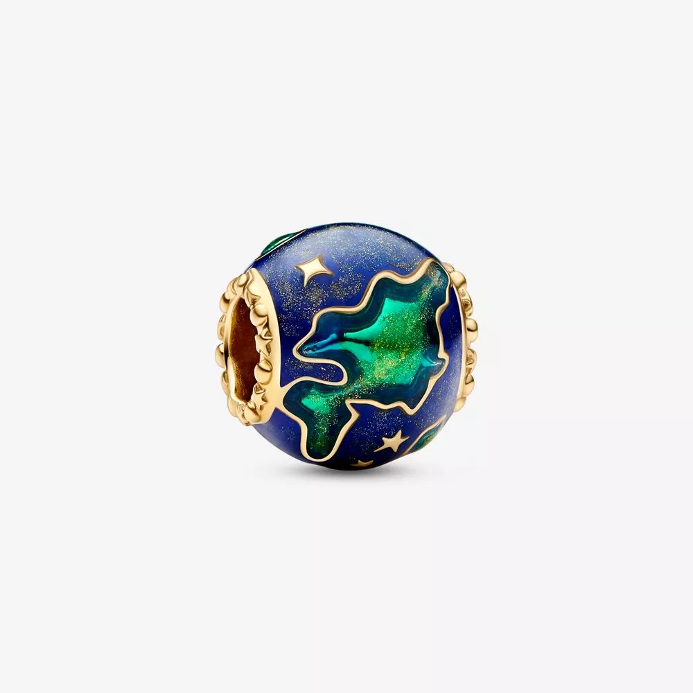 pandora tierra charm bañado en oro de 14k 762431c01