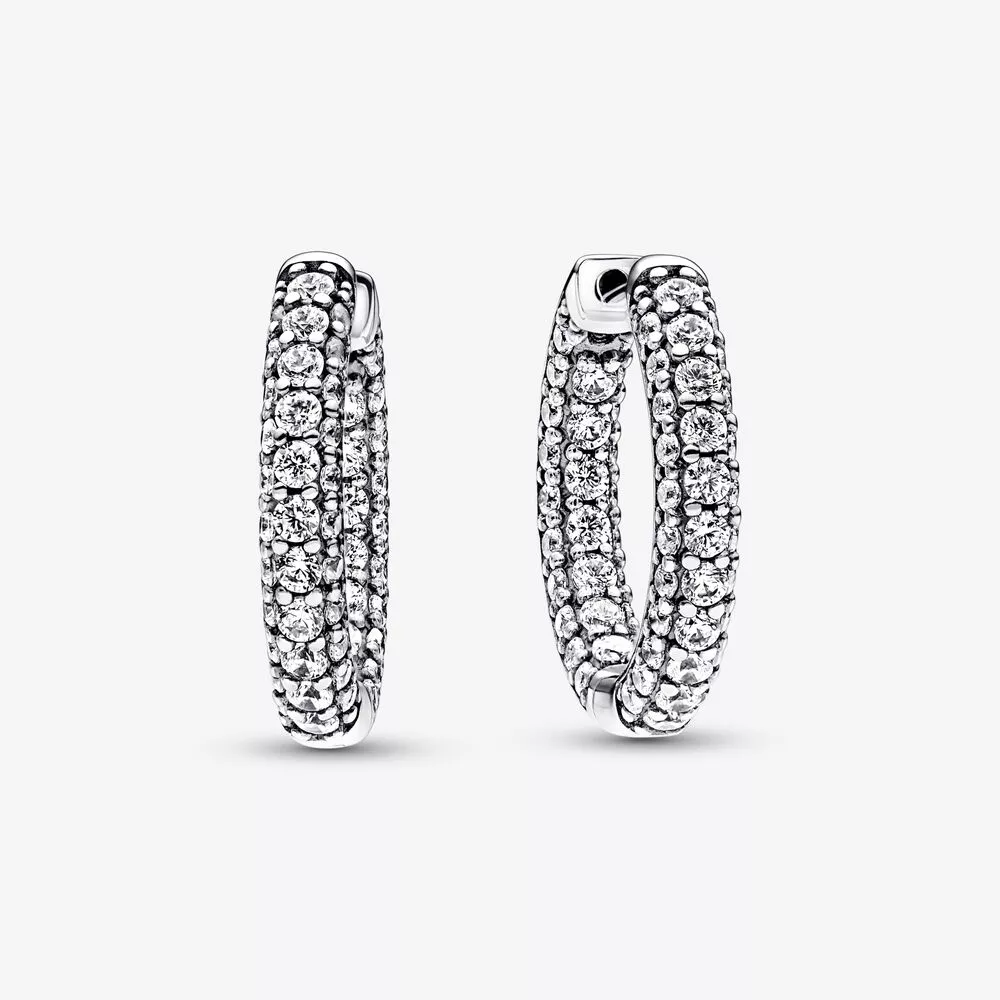 pendientes de aro de una fila timeless pavé de pandora 292624c01